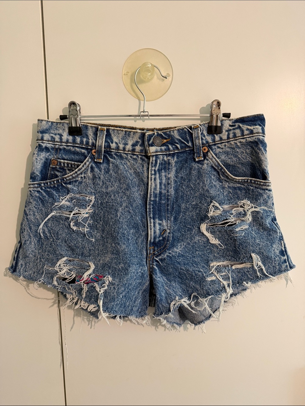Vintage ORANGE TAB 1980s Upcycled Levi’s 550 Denim Shorts size 28-29